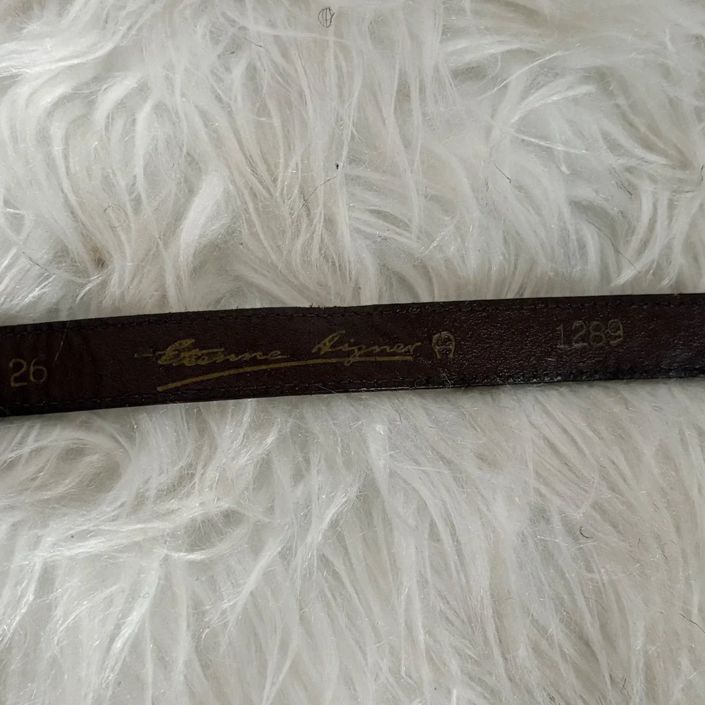 Etienne Aigner Vintage Womens Red Snakeskin Embossed Leather Skinny‎ Belt 26